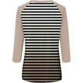 thumbnail image 5 of iHengLiXing Spring Tops for Womens Dressy Casual Women's 3/4 Sleeved Solid Color Gradient Striped Printed Short Sleeved Round Neck Top Brown XXL, 5 of 5