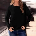 thumbnail image 5 of Women's Solid Color Knit Sweater Tops Shirts Blouses Long Sleeve Round Neck Loose Fit Casual Daily Wear Work Office Vacation Outfits Fashion Essential Gift for Women | Aestivo,Black XL, 5 of 9