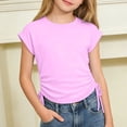 thumbnail image 2 of lnmuld Kids Girls Summer Casual Round Neck Short Sleeve Tee with Drawstring Detail Size:13-14 Years, 2 of 4