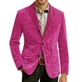 thumbnail image 2 of Carnival Blazer for Men Corduroy Sequins Print Holiday Party Jacket Two Button Slim Fit Business Office Blazers with Pockets, 2 of 5