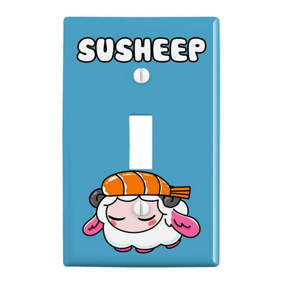 Cute Shrimp Sushi Susheep Sheep Plastic Wall Decor Toggle Light Switch Plate Cover