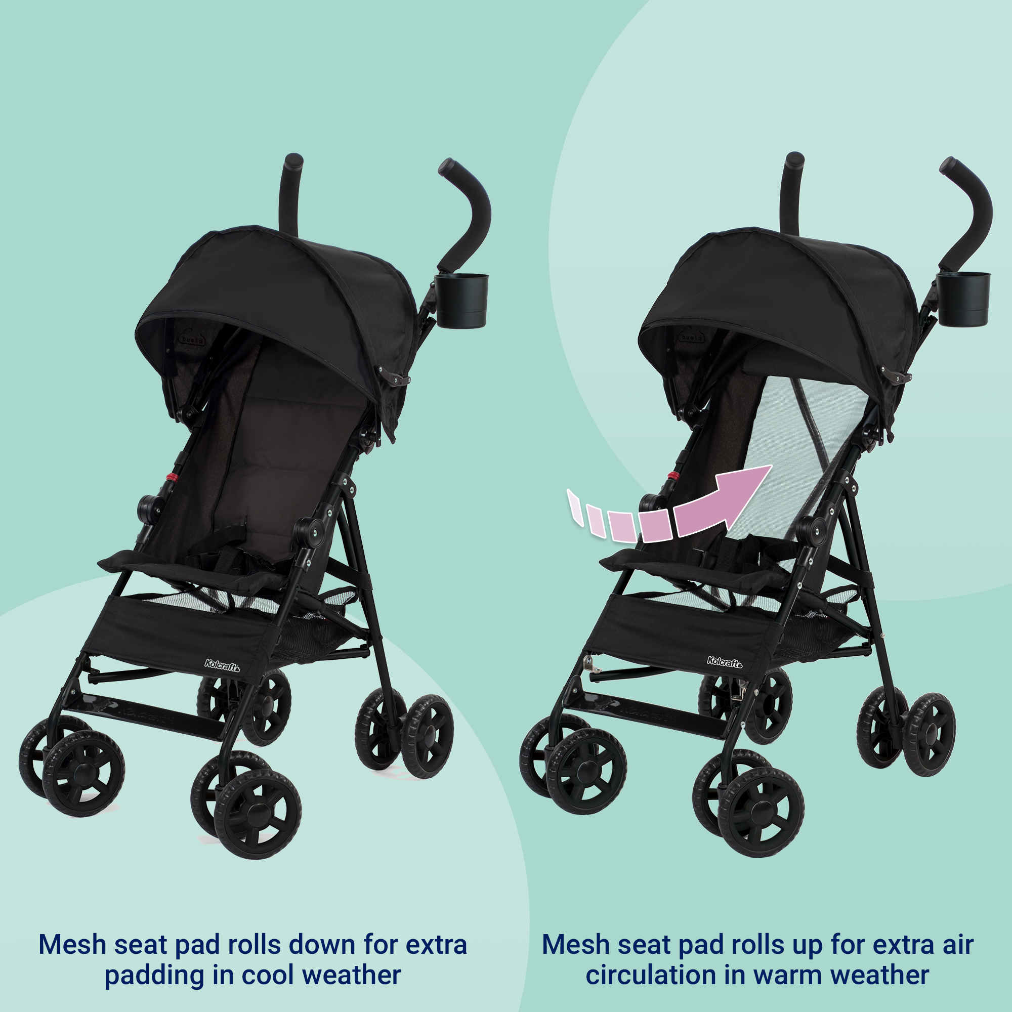 Kolcraft Cloud Umbrella Stroller, Lightweight, Black photo 3