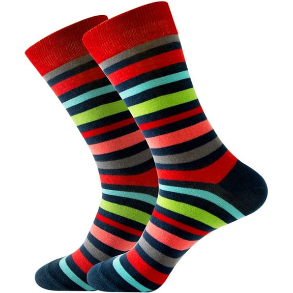 Dyfzdhu Adult Unisex Colorful Striped Mid Tube Socks Comfy Breathable Casual Crew Socks