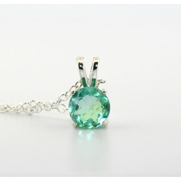 Round Blue & Green Tourmaline Sterling Silver Necklace 7RBGTSSNMG