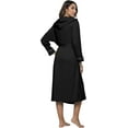 thumbnail image 4 of HEARTNICE Hooded Robe for Women, Soft Kimono Spa Knit Long Bathrobe Lightweight Blended Cotton Loungewear with 3/4 Sleeve, (Black Hooded,S), 4 of 7