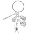 thumbnail image 1 of Llavero deportivo de béisbol con bate y guante de béisbol, de metal, para niñas y niños. Ideal para mochilas y llaves de coche., 1 of 7