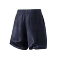 thumbnail image 6 of Men's Flat Weave Quick Dry Shorts, 7 Inch Elastic Waist Drawstring Shorts, Lightweight Breathable Summer Baggy Beach Shorts with Pockets Size 5XL Navy, 6 of 8