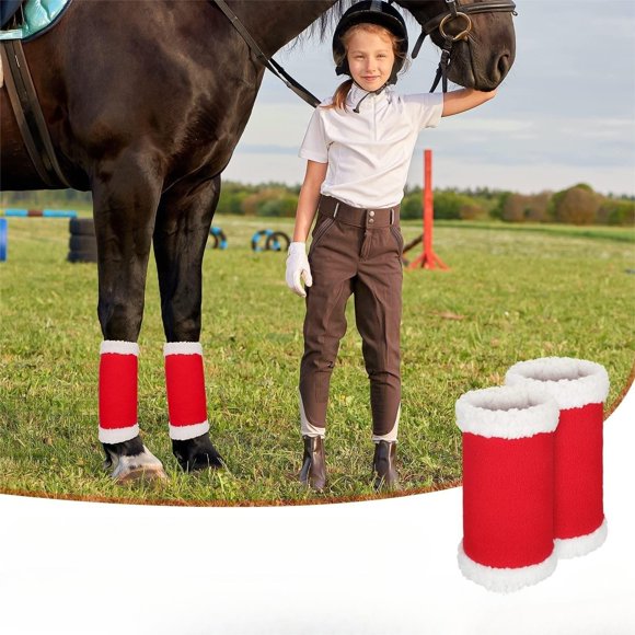 SIfdSeng Christmas Horse Leg Wraps Set of 4 Festive Holiday Trim Decorations