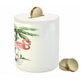 thumbnail image 3 of Flamingo Piggy Bank, Watercolor Island Composition Exotic Forest Leaves and Hibiscus Spring in Hawaii, Ceramic Coin Bank Money Box for Cash Saving, 3.6" X 3.2", Multicolor, by Ambesonne, 3 of 4