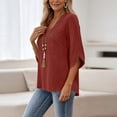 thumbnail image 5 of Tqcoqu Womens 3/4 Sleeve Tops Embroidered Lace Blouses Boho Shirt, V Neck Casual Loose Fit Vacation Beach Business Casual Outfits, 5 of 9