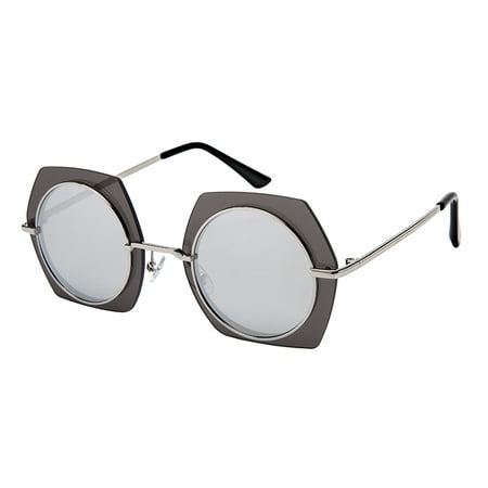 Edge-I-Wear Hexagon Shaped Sunglasses w/Color Mirrored Lens 3164-FLRV-1