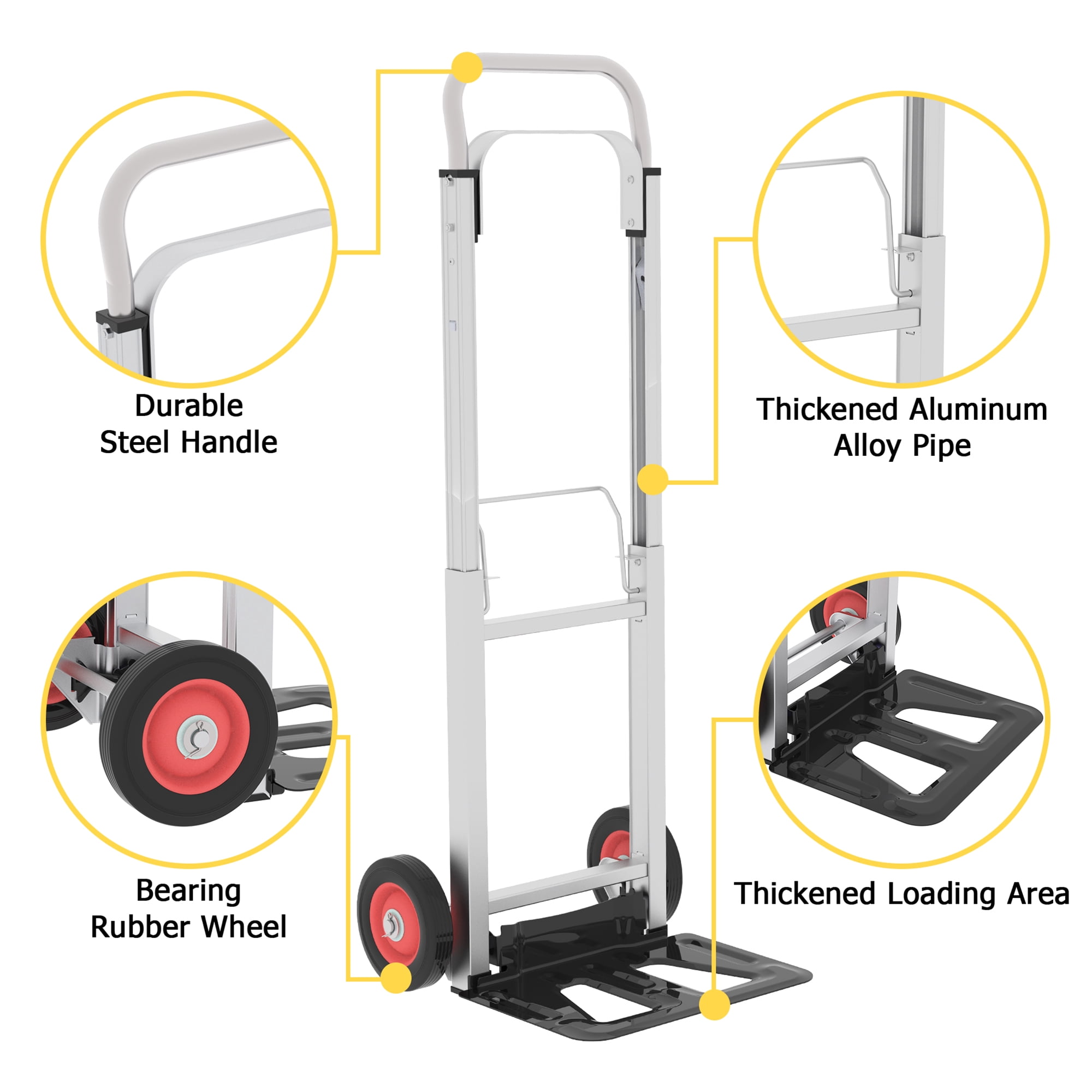 LiviNest Heavy-Duty Folding Hand Truck: 198LBS Capacity & Folds Flat - Portable Dolly Cart for Home Moving & Garage - Aluminum Collapsible Hand Cart with Telescoping Handle