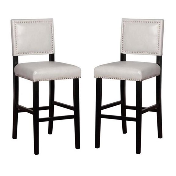 Home Square 2-Piece Furniture 30" Rubberwood Bar Stool Set in Gray