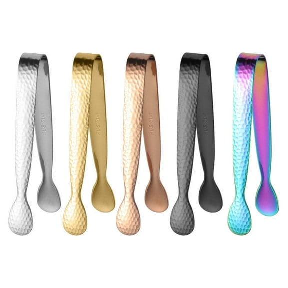 Nkmbld Kitchen Tongs 304 Stainless Steel Clamp Thick Mini Sugar Snack Clamp for Cooking, Buffet, Salad Serving, Black