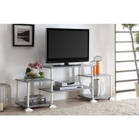 Mainstays No Tools Assembly TV Stand for TVs up to 40", Gray/White