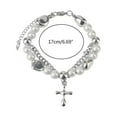 thumbnail image 3 of ZPAQI Punk Cross Pendant Bracelet Adjustable Wrist Chain Reflective Pearls Bangle, 3 of 12