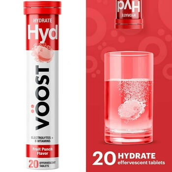 VOOST Hydrate Daily  Supplement, Effervescent  Drink , Fruit Punch, 20 Ct