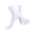 thumbnail image 1 of relayinert Soft Five Toe Socks Stretchable Cotton High Crew Socks Athletic Solid Socks White 1Set, 1 of 5