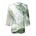 thumbnail image 5 of ICHUANYI Clearance Fashion Women's Summer V-Neck 3/4 Sleeve Lace Print Casual T-shirt Blouse(Green, M) ICHUANYI WER2023081014644, 5 of 5