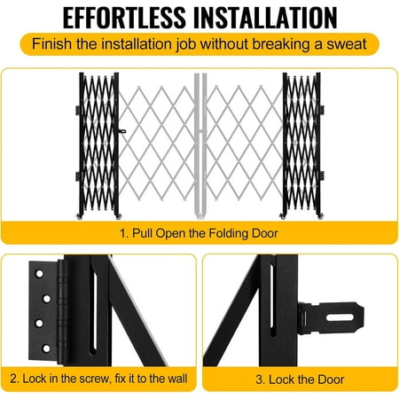 Double Folding Security Gates, 118.1" Wx59.0 H Folding Door Expand Gate with Metal Expandable Fence, 360° Rolling Safety Barrier Gate, Perfect for Courtyards, Garages, and Garden