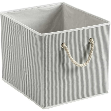 Better Homes & Gardens 12.75" Fabric Cube Storage Bin, Grey Stripe