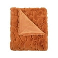 thumbnail image 5 of Home Soft Things Cloud Carved Faux Fur Embossed Throw Blanket with Micromink Back, Luxury Soft Cozy Plush Fluffy Fuzzy Reversible Thick Warm Throw Blanket, 60x70 inches, Burnt Orange, 5 of 8