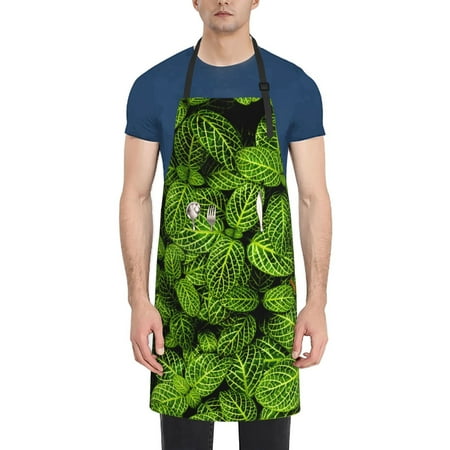 

Picia Tiny Green Fern Leaves Waterproof Apron for Unisex Adult - Adjustable Bib Apron with Pockets Ideal for Cooking Gardening Painting and Household Chores
