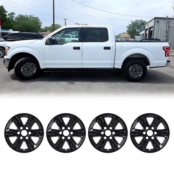 4PCS Hubcaps,17 inch Alloy Wheel Wheel Skins for 2015-2020 Ford F-150,Black Lacquer