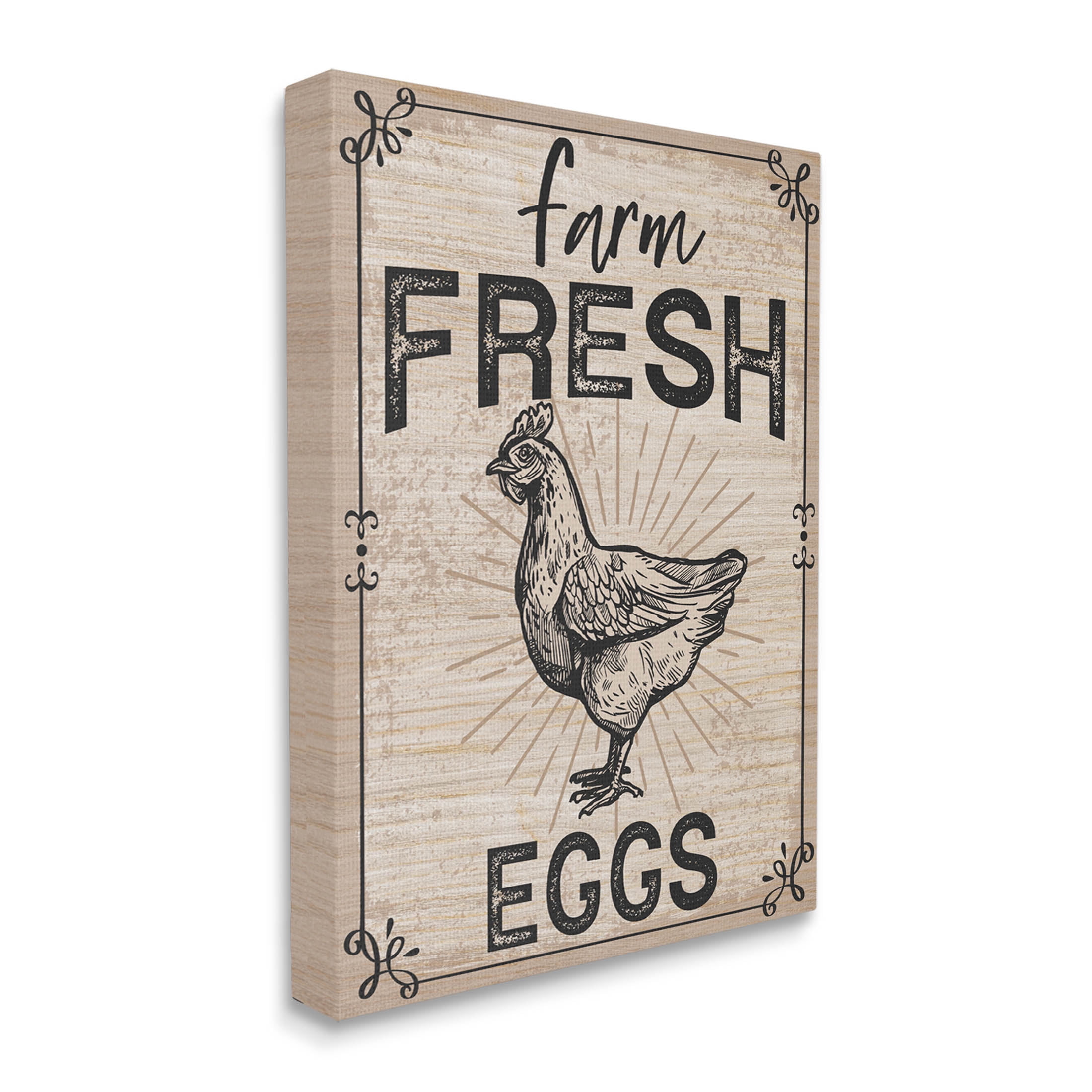 Farm Fresh Eggs Vintage Hen Animals & Insects Graphic Art Gallery Wrapped Canvas Print Wall Art
