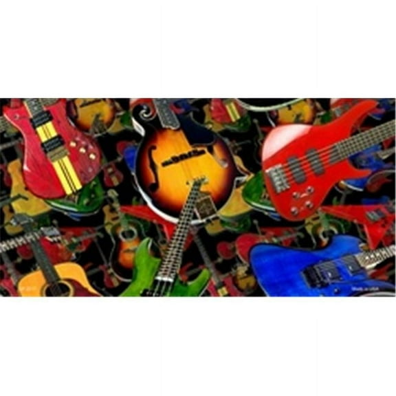 LP-2317 Guitars Black Background License Plates Blanks Tags