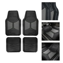 FH Group Universal Fit Two-tone Car Floor Mats Heavy Duty Rubber Full Set 4Pc - F11313GRAY