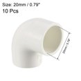 thumbnail image 2 of Accesorio de tubería 20mm Codo deslizante de 90 grados Conector Blanco 10Pcs, 2 of 4