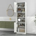 thumbnail image 2 of Costway 75" Tall Bathroom Storage Cabinet with 4 Doors & 2 Open Compartments Freestanding Oak White, 2 of 10