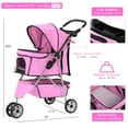 thumbnail image 4 of XF XINFENG 3 Wheeler Dog Stroller- Pet Stroller for Small Medium Dogs & Cats, Foldable Carrier Strolling Cart Pet Jogger with Zipper Door and Storage Basket Easy Walk Roadster for Puppy-Pink, 4 of 7
