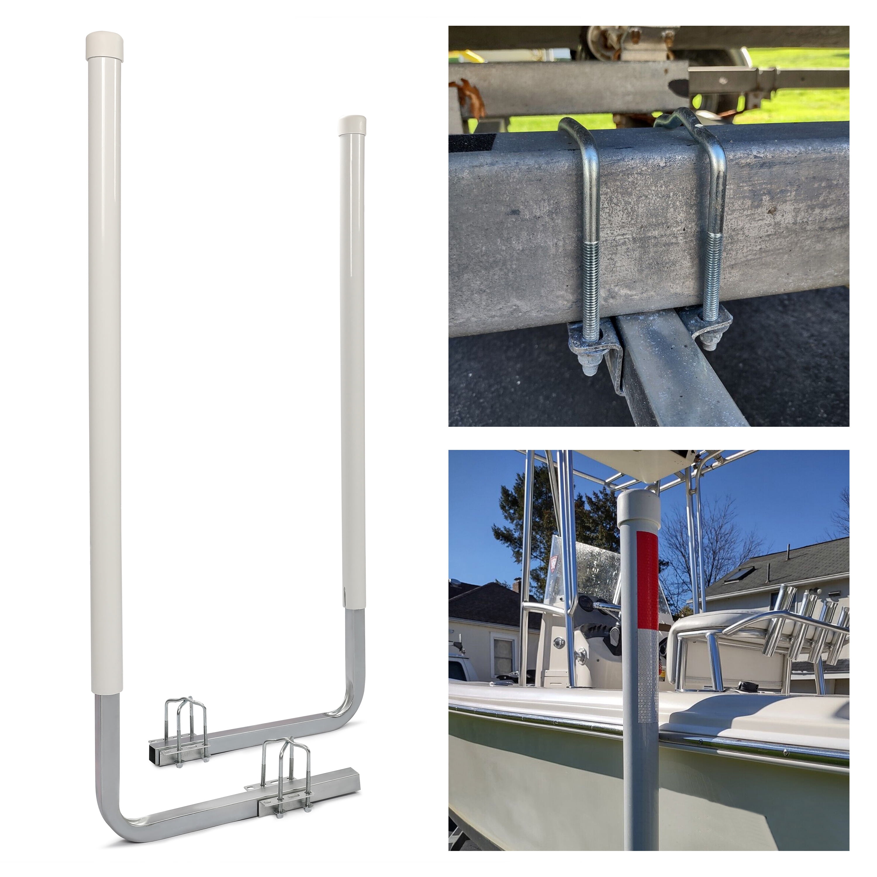 Kojem 60" Boat Trailer Guide On with White PVC Pipes Guideons for Ski