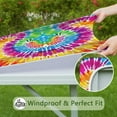 thumbnail image 6 of Colorful Rainbow Tie Dye Spiral Pattern Square Fitted Tablecloth with Elastic Edge,Square Table Cover,Washable Elastic Table Cover for Home Kitchen Party Decor 34"x34", 6 of 6