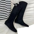 thumbnail image 4 of Viluyesy Womens Knee High Boots, Low Heels Wide Calf Pull-On Fall Winter Suede Western Boots Black US7, 4 of 4
