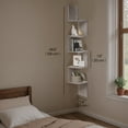 thumbnail image 3 of LEDREM Floating Corner Shelf - 5-Tier Wall Mount Bookshelf, Space-Saving Design, 13.2lb Capacity per Shelf, Heather Greige, 3 of 5