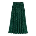 thumbnail image 3 of Zaldita Womens Retro Vintage Floral Jacquard Skirt Elastic High Waisted Casual A-Line Velvet Long Maxi Skirts Green S, 3 of 4
