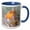 Blue/White, variant on 3drose, Artistic Christmas Robin Perched on a Thorny Branch, 15oz Mug