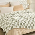 thumbnail image 3 of EMME Checkered Blanket Twin Size - 60"*80" Green Soft Fluffy Warm Throw Blankets for Couch, Sofa, Chair, Bed, Camping, Picnic, Travel Lightweight Bed Blanket, 3 of 5