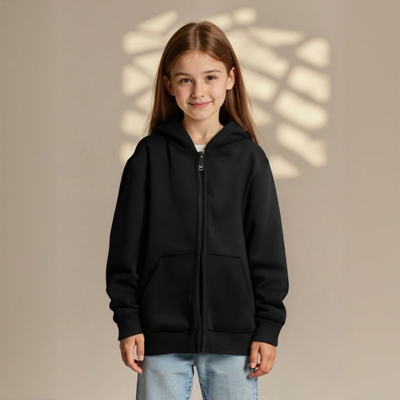 Boys Hoodies Black Zipper Hoodie Long Sleeve Hooded Sweatshirt Top Winter Clothes Boys 4-5 Years Clothes