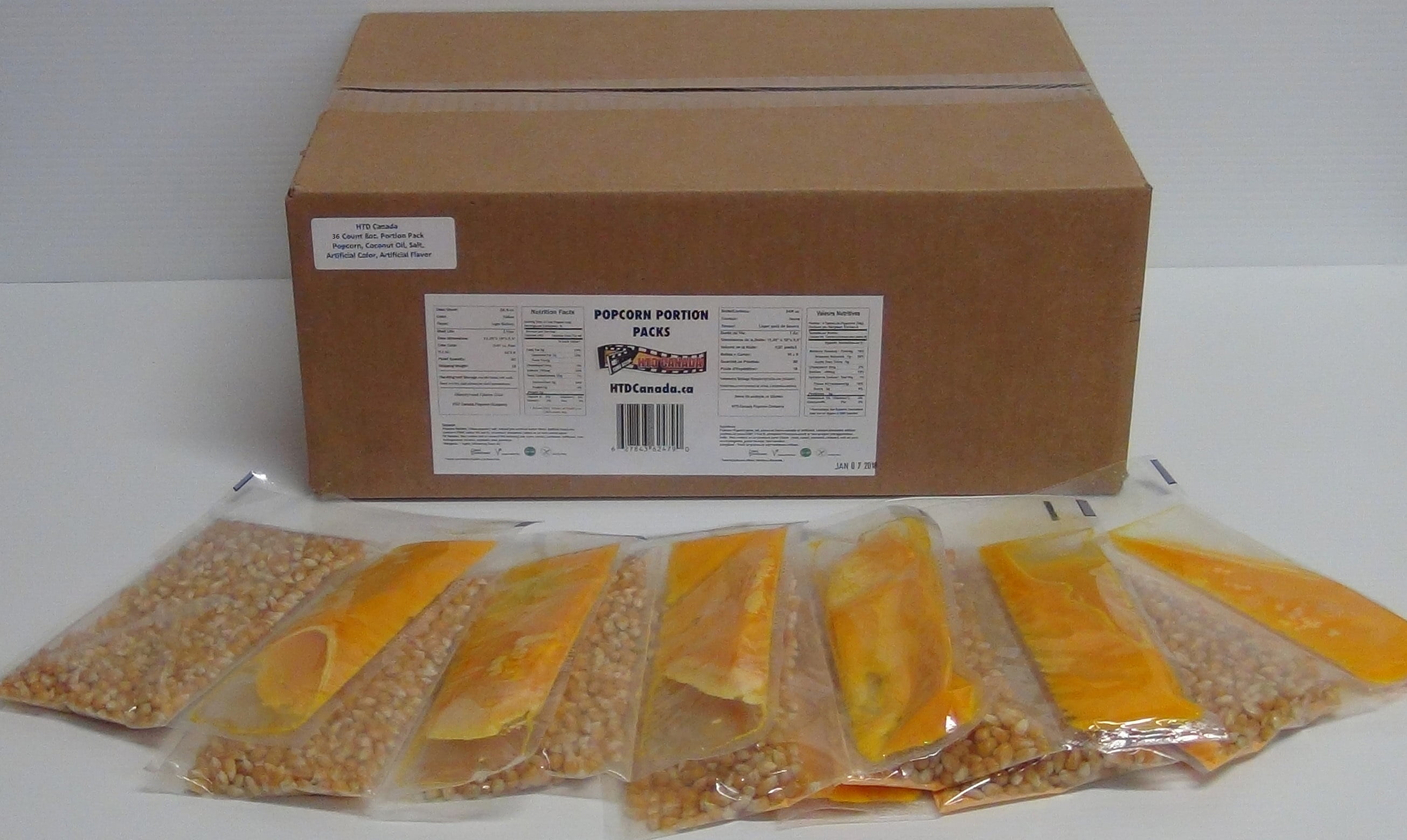 6 oz HTD Canada Popcorn Company Authentic Theater Popcorn Portion Packs