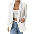 thumbnail image 6 of ClodeEU Fall Tweed Blazer Jackets for Women ,Lapel Long Sleeve Open Front Fashion Business Casual Suit with Pockets White,Womens Plus XL, 6 of 7