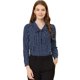 thumbnail image 1 of Blusa elegante de la camisa del trabajo de la manga larga del soplo de la tela escocesa del cuello de la pajarita de las mujeres Azul XL, 1 of 6
