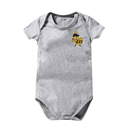 

ZRBYWB Summer Solid Color Cartoon Bee Baseball Print Boys Girls Romper Short Sleeve Baby Playsuit For 0 To 24 Months Baby