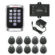 FPC-5685 Visionis VIS-3004 Access Control Indoor + Outdoor Rated IP68 Keypad + Reader Standalone With Mini Controller + Wiegand 26, No Software, EM Cards, Pack Of 10 Key Fobs + Power Supply Included