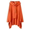 thumbnail image 4 of Hoodie Dress for Women with Pockets Long Sleeve Irregular Hem Solid Color Loose Hooded Sweatshirt Pullover Tops, 4 of 6