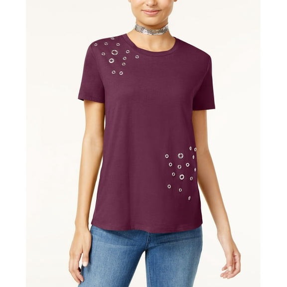 Rebellious One Juniors Embellished T-Shirt Oxblood M