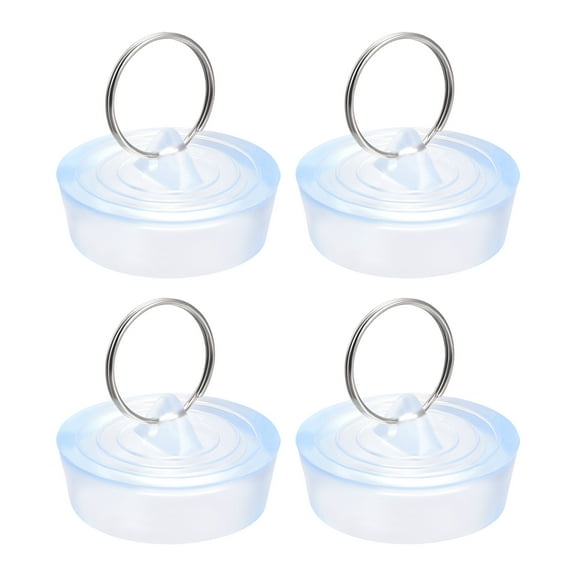 Uxcell Rubber Sink Plug, Clear Drain Stopper Fit 1-1/2" to 1-5/8" Drain with Hanging Ring for Bathtub Kitchen 4 Pack